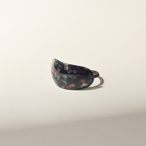 Curved Oval Resin Ponytail Hair Tie | Midnight Blue