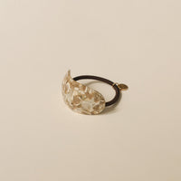 Curved Oval Resin Ponytail Hair Tie | Beige Marble
