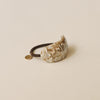 Curved Oval Resin Ponytail Hair Tie | Beige Marble