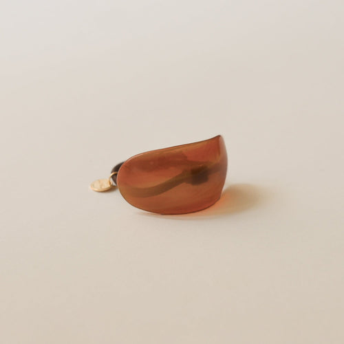 Curved Oval Resin Ponytail Hair Tie | Brown