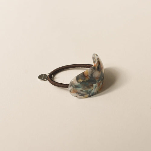 Curved Oval Resin Ponytail Hair Tie | Blue Marble