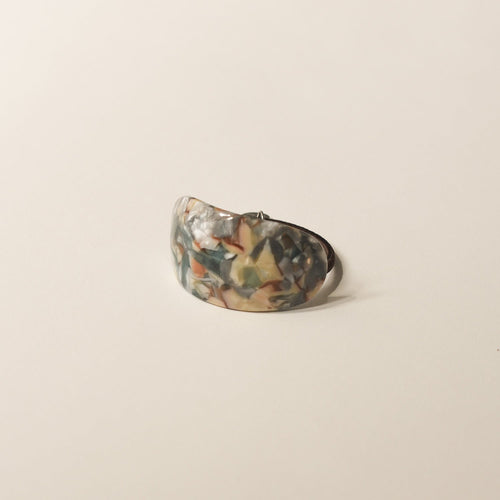 Curved Oval Resin Ponytail Hair Tie | Blue Marble