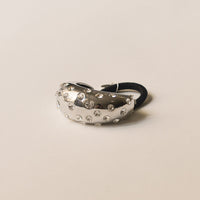 Crystal Crescent Metal Cuff Ponytail Hair Tie | Silver