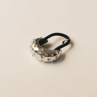 Crystal Crescent Metal Cuff Ponytail Hair Tie | Silver