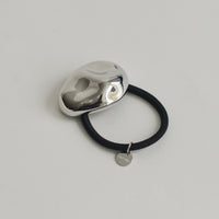 Large Pebble-Shaped Metal Hair Tie | Silver