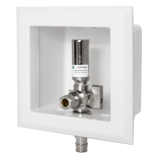 1/2" PEX Expansion (F1960) Inlet, Dishwasher Outlet Box, with Stainless Steel Hammer Arrestor Plumbingsell