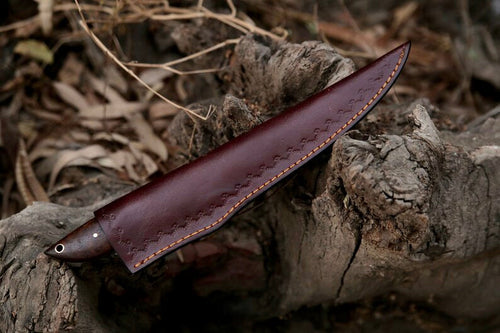 Damascus Fillet Knife – 13" Rosewood Handle & Leather Sheath