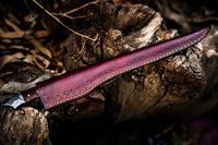 Handmade Damascus Steel Fish Fillet Knife – 13” Rosewood Handle & Leather Sheath