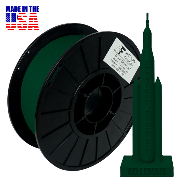 Dark Green AF 1.75mm PLA+ Filament Made in the USA!