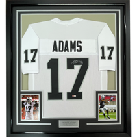 Framed Autographed/Signed Davante Adams 35x39 Las Vegas Oakland White Football Jersey Beckett BAS COA
