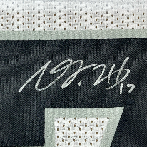 Framed Autographed/Signed Davante Adams 35x39 Las Vegas Oakland White Football Jersey Beckett BAS COA