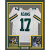 Framed Autographed/Signed Davante Adams 35x39 Green Bay White Football Jersey Beckett BAS COA