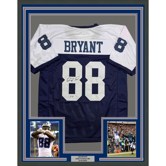Framed Autographed/Signed Dez Bryant 35x39 Dallas Thanksgiving Day Football Jersey Beckett BAS COA