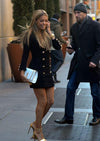 Sophisticated Black Gold Button Dress