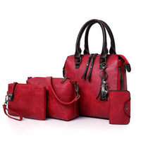 Vintage Leather 4-Piece Messenger Bag Set | Luxury Leather Tote, Clutch & Wallet Set