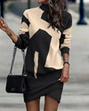 Wild West Chic Long-Sleeved High-Neck Irregular Dress for Cowgirls