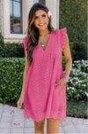 Women's Country Lace Jacquard Hollow V-Neck Dress