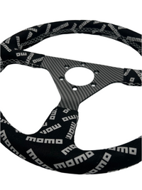 2nd Option Racing Momo Track Style Steering Wheel – Black Suede/Carbon