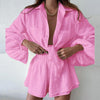 Casual Ruffled Edge Shorts Shirt Set | Country Girl Style for Spring & Summer