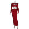 Burgundy Luxe Long Sleeve Skirt & Top Set
