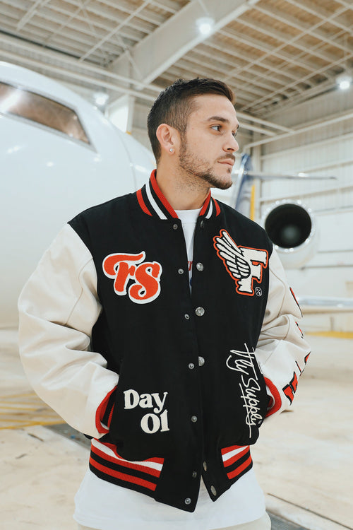 Manifest Varsity Jacket (Black) Fly Supply Co