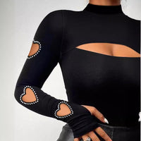 Heart Cutout Beaded Long-Sleeve Top | Sexy Country Chic Fashion for Women