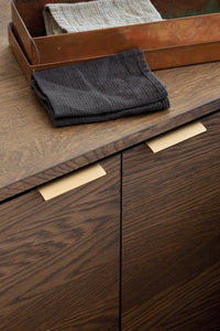 Brushed Bronze "Edge Straight" Tab Drawer Pulls Euro • Knobs