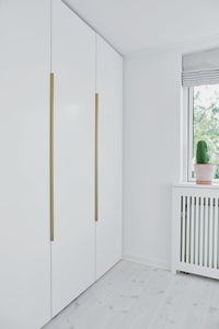 Brushed Bronze "Edge Straight" Tab Drawer Pulls Euro • Knobs