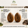 2-Pack Mediterranean Olive Wood Salt & Pepper Egg-Shaped Shakers