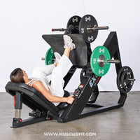 Excel Linear Leg Press - Muscle D Fitness - Plate Load Leg Press - Adjustable Back Pad - Plate Storge Pegs