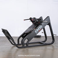 Excel Linear Hack Slide - Muscle D Fitness - Plate Load Hack Squat - Weight Storage Pegs - Safety Catch