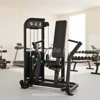 Excel Seated Chest Press - Muscle D Fitness - Selectorized Bench Press - Gas Shock Assisted Seat Adjustment