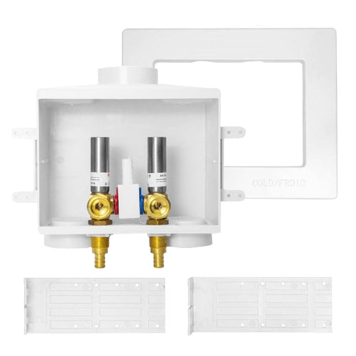 10 Pcs 1/2" PEX Expansion (F1960) Inlet, Washing Machine Outlet Box, Single Control Valve, with SS Hammer Arrestor
