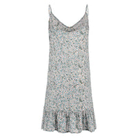 Floral Print Summer Dress Spaghetti Strap Mini Dress Ruffled
