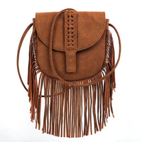 Dakota Tasseled Boho Leather Bag - Trendy Large Tassel Shoulder Bag