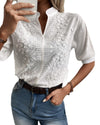 French Lace Embroidered Top - Stylish Stand Up Collar Top for Trendy Women