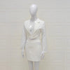 Chic White V-Neck Suit Set