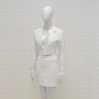Chic White V-Neck Suit Set