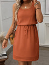 Breezy Waffle-Knit Drawstring Mini Tank Dress