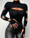 Heart Cutout Beaded Long-Sleeve Top | Sexy Country Chic Fashion for Women