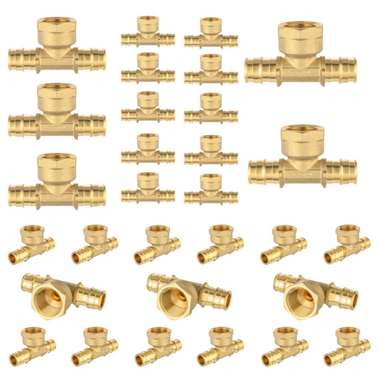 30 Pcs PEX A Expansion 1/2" PEX x 1/2" PEX x 3/4" Female Threaded F1906 Tee Wholesale