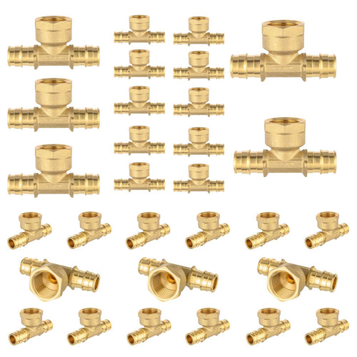 30 Pcs PEX A Expansion 1/2" PEX x 1/2" PEX x 3/4" Female Threaded F1906 Tee Wholesale
