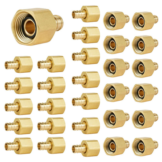30 Pcs PEX-B Crimp 3/4" PEX x 3/4" Female NPT Brass Swivel Adapter (Lead Free)