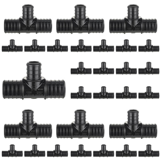 30 Pcs PEX-B Crimp 3/4" x 3/4" x 1/2" PPSU Tee