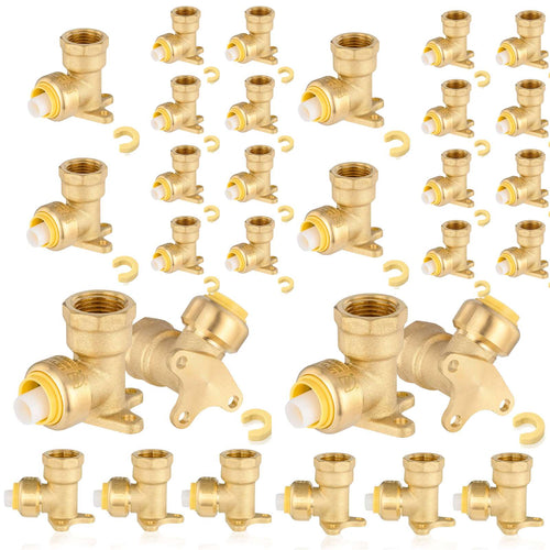 30 Pcs 1/2" x 1/2" F Push Fit Female Drop Ear Elbow