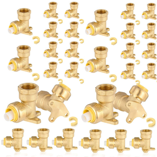 30 Pcs 1/2" x 1/2" F Push Fit Female Drop Ear Elbow