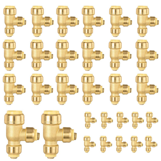 30 Pcs 3/4" x 1/2" x 3/4" Push Fit Tee