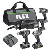 FLEX FXM401-2A 4-Tool Brushless Power Tool Combo Kit with Soft Case