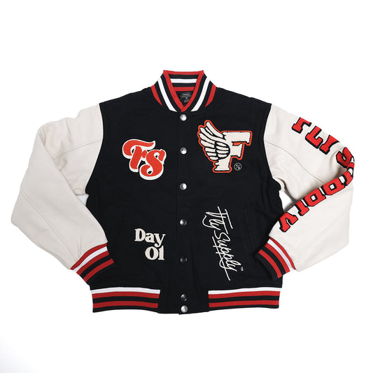 Manifest Varsity Jacket (Black) Fly Supply Co
