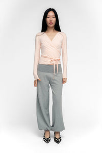 BALLERINA WRAP TOP IN POWDER PINK
